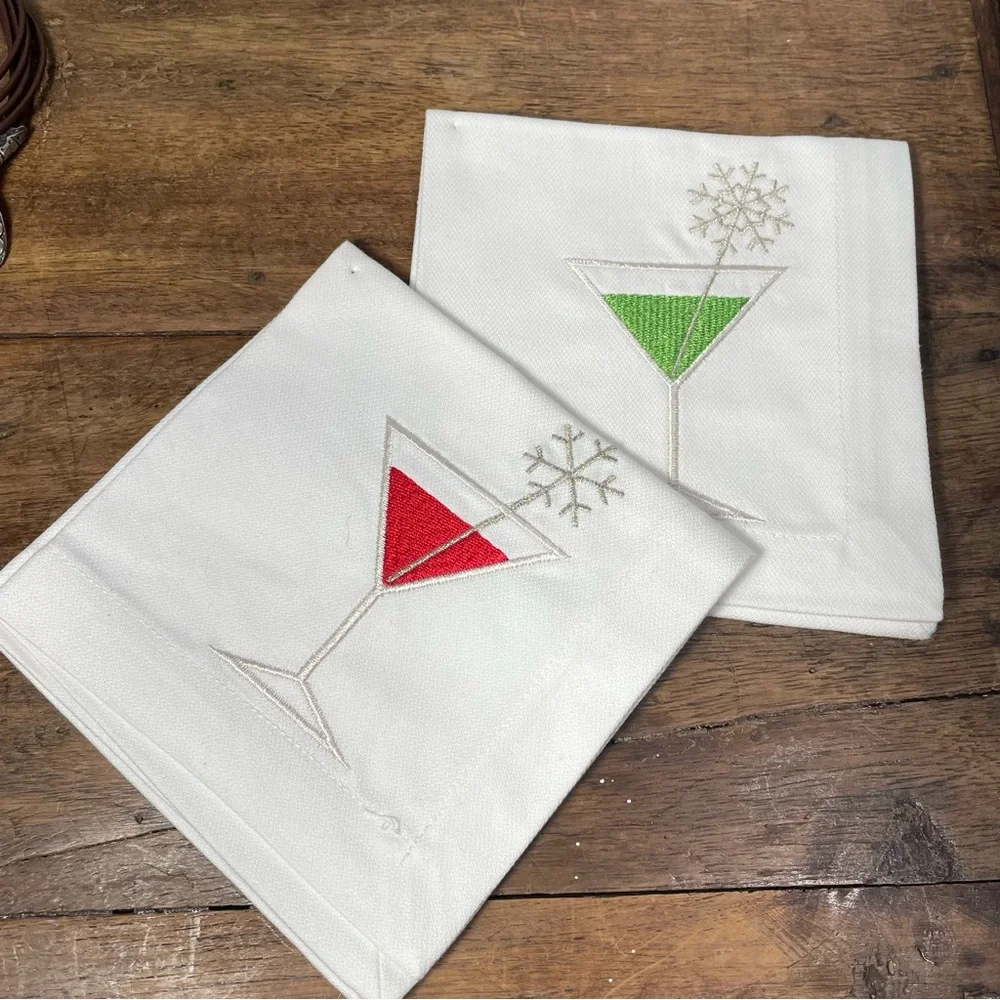 Crate & Barrel Jack Frost cloth cocktail napkins new 2